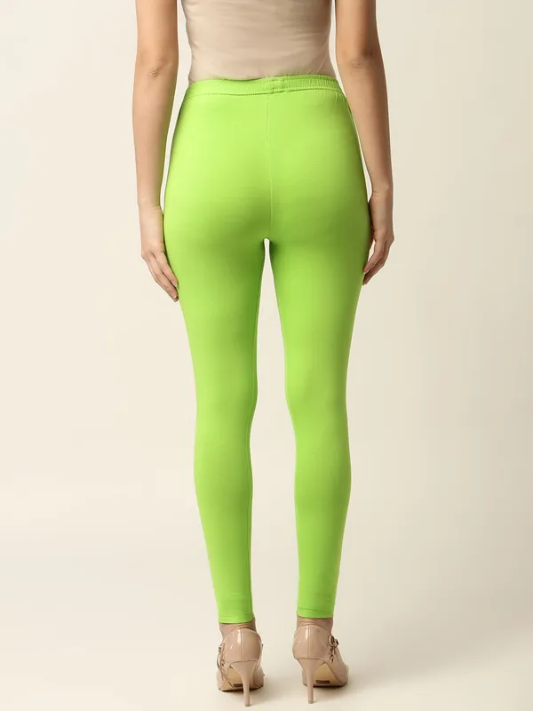 Light_Green_Viscose_Rayon_Elasticated_Waistband_Ankle_Length_Leggings_For_Women_&_Girls