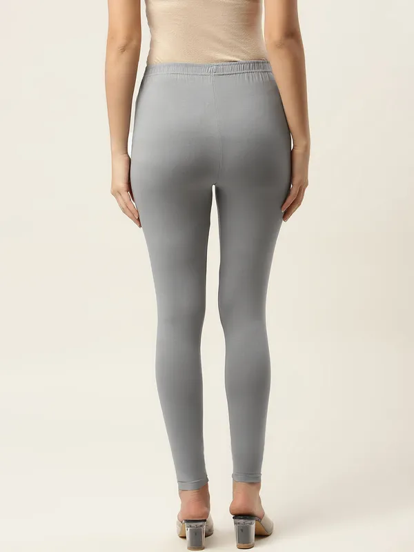 Grey_Viscose_Rayon_Elasticated_Waistband_Ankle_Length_Leggings_For_Women_&_Girls