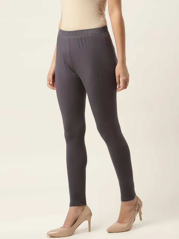 Charcoal_Viscose_Rayon_Elasticated_Waistband_Ankle_Length_Leggings_For_Women_&_Girls