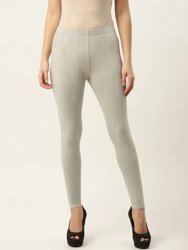 Light_Grey_Viscose_Rayon_Elasticated_Waistband_Ankle_Length_Leggings_For_Women_&_Girls