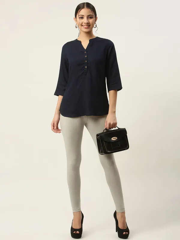 Light_Grey_Viscose_Rayon_Elasticated_Waistband_Ankle_Length_Leggings_For_Women_&_Girls