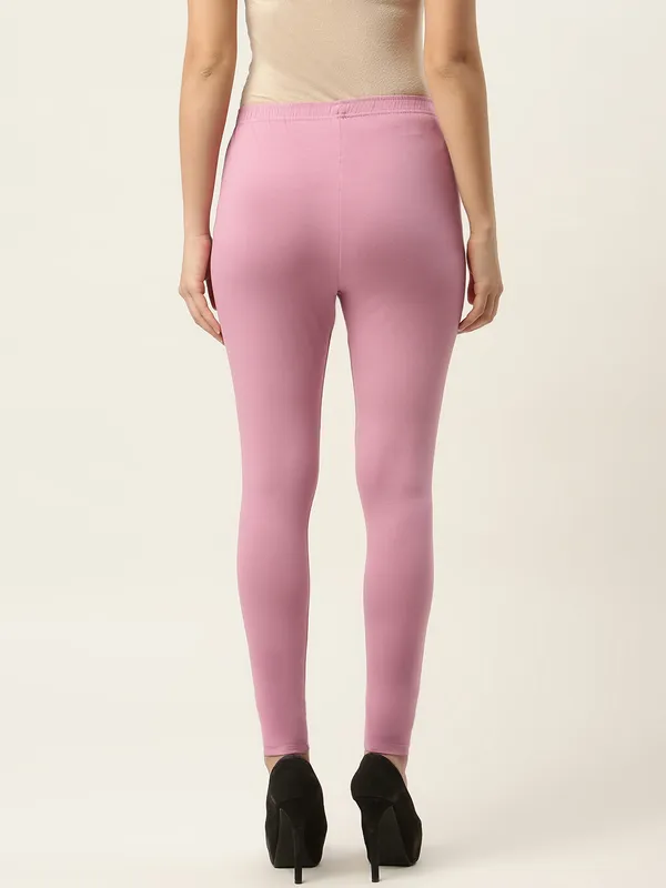 Dusty_Pink_Viscose_Rayon_Elasticated_Waistband_Ankle_Length_Leggings_For_Women_&_Girls