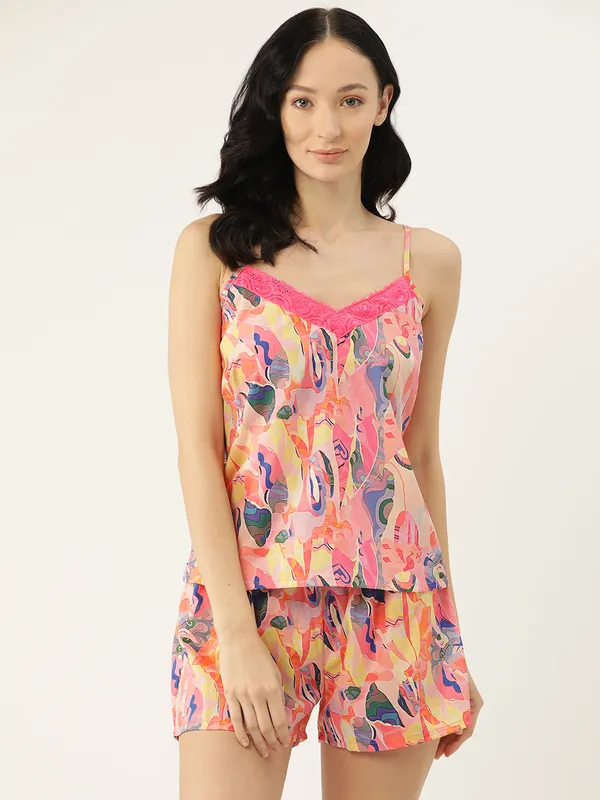 Peach_Cami_Short_Nightwear/_Nighty_Set_For_Women