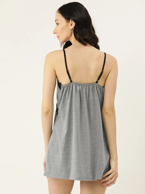 Grey_Nightwear/_Nighty_With_Modal_Fabric_And_Lace_For_Women