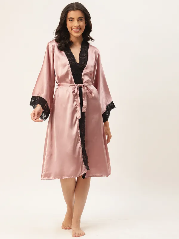 Rust_Satin_Robe_With_Lace_For_Women