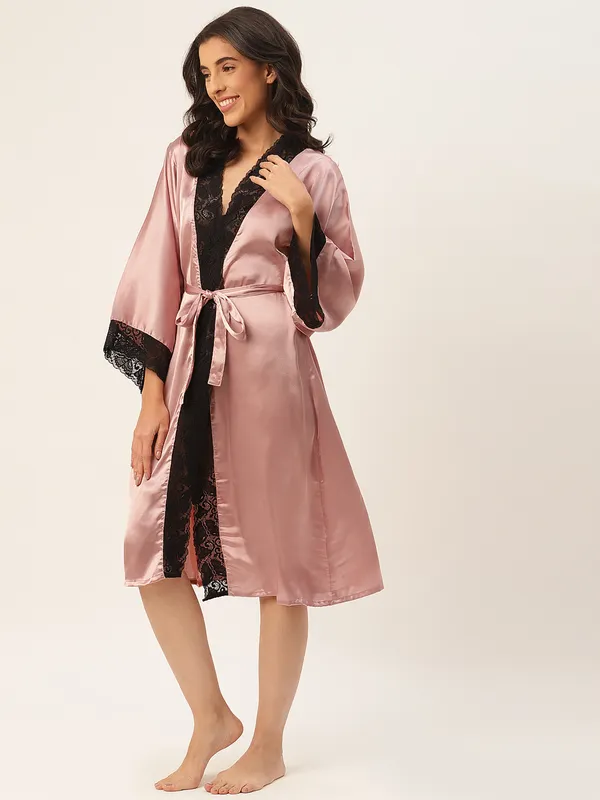 Rust_Satin_Robe_With_Lace_For_Women