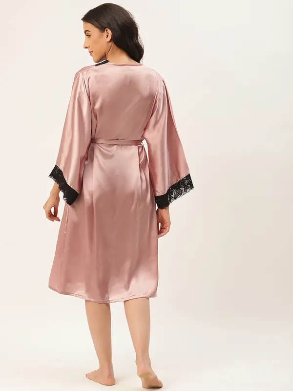 Rust_Satin_Robe_With_Lace_For_Women