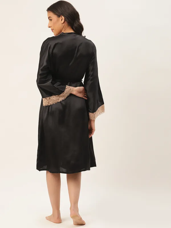 Black_Satin_Robe_With_Lace_For_Women