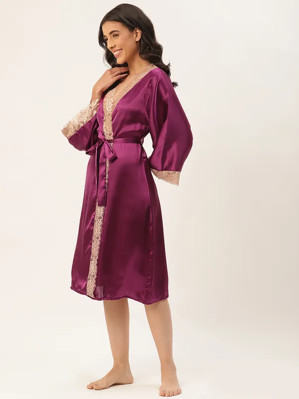 Wine_Satin_Robe_With_Lace_For_Women