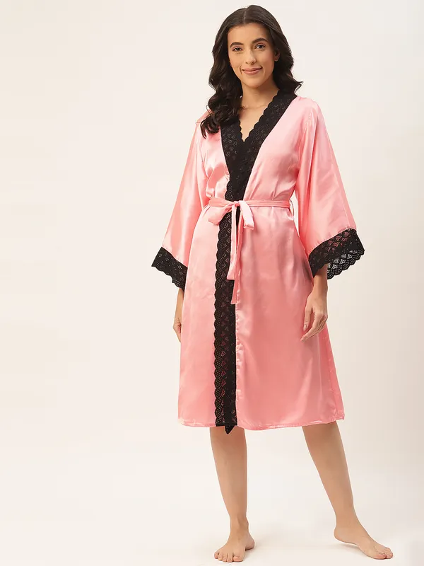 Peach_Satin_Robe_With_Lace_For_Women