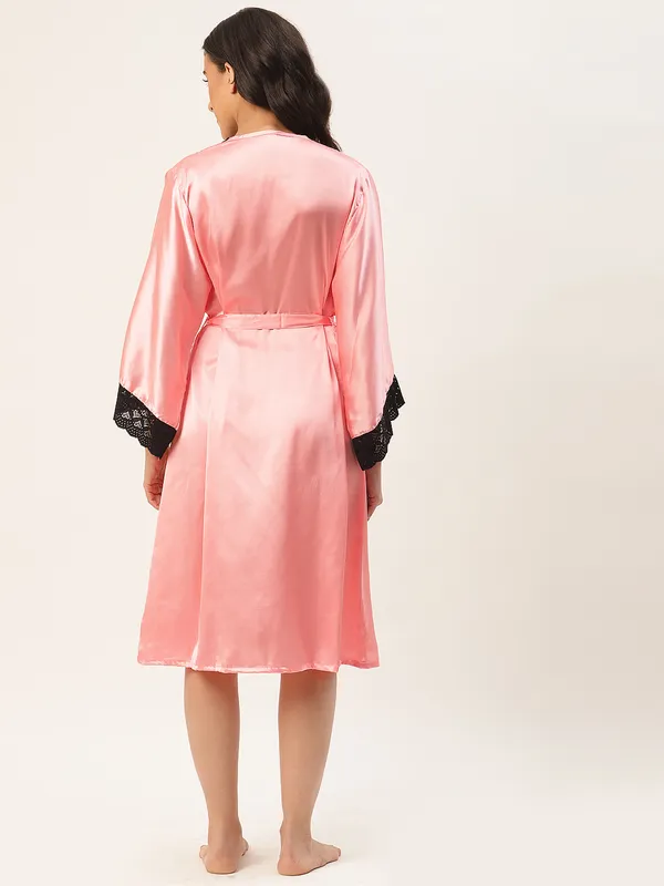 Peach_Satin_Robe_With_Lace_For_Women