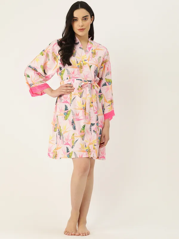 Baby_Pink_Floral_Printed_Robe_With_Lace_For_Women