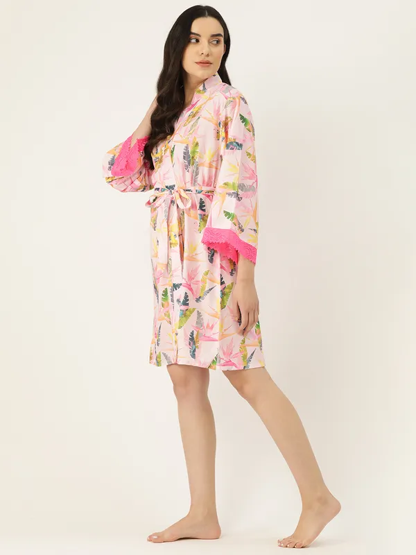 Baby_Pink_Floral_Printed_Robe_With_Lace_For_Women