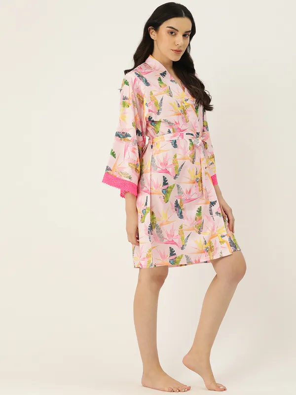 Baby_Pink_Floral_Printed_Robe_With_Lace_For_Women