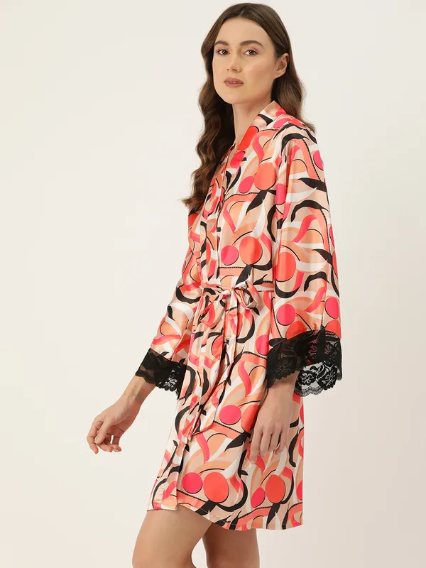 Orange_Printed_Satin_Robe_With_Lace_For_Women