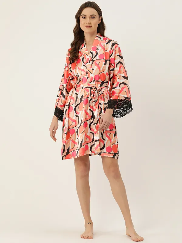 Orange_Printed_Satin_Robe_With_Lace_For_Women