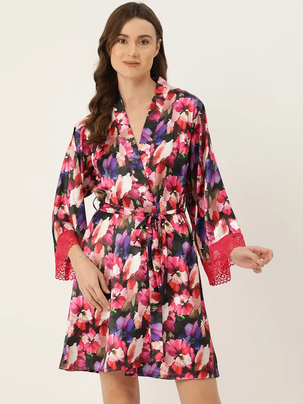 Multicolor_Printed_Satin_Robe_With_Lace_For_Women