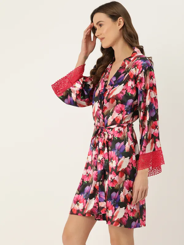 Multicolor_Printed_Satin_Robe_With_Lace_For_Women
