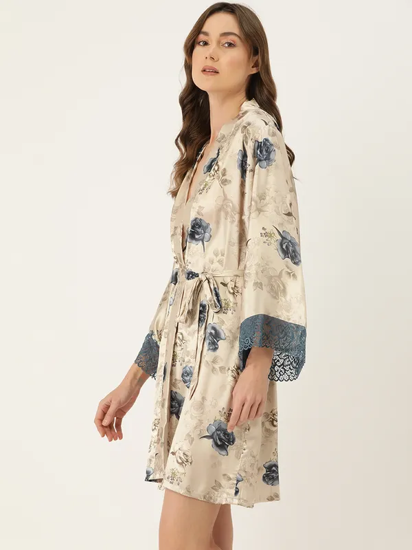 Beige_Printed_Satin_Robe_With_Lace_For_Women