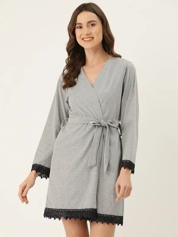 Grey_Solid_Modal_Robe_With_Lace_For_Women