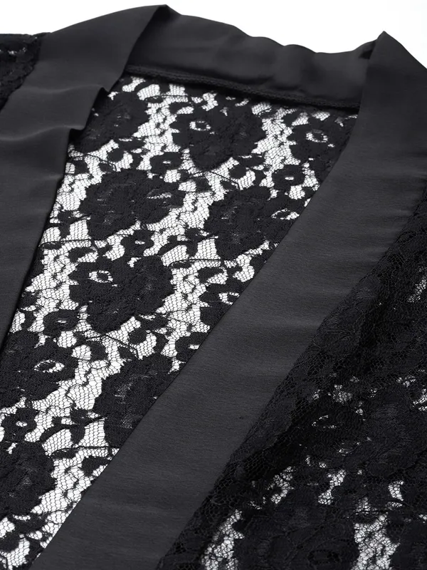 Black_Full_Length_Robe_With_Lace_For_Women