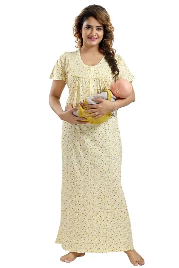 Yellow_Two_Way_Lycra_Regular_Fit_Solid_Night_Wear_For_Women