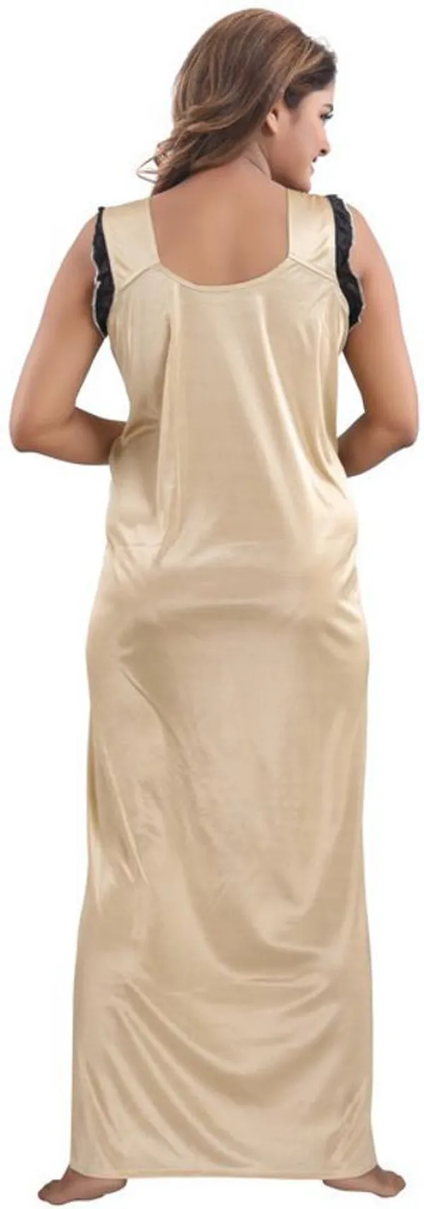 Gold_Satin_Solid_Regular_Fit_Nighty_Set_For_Women_(4_pcs)