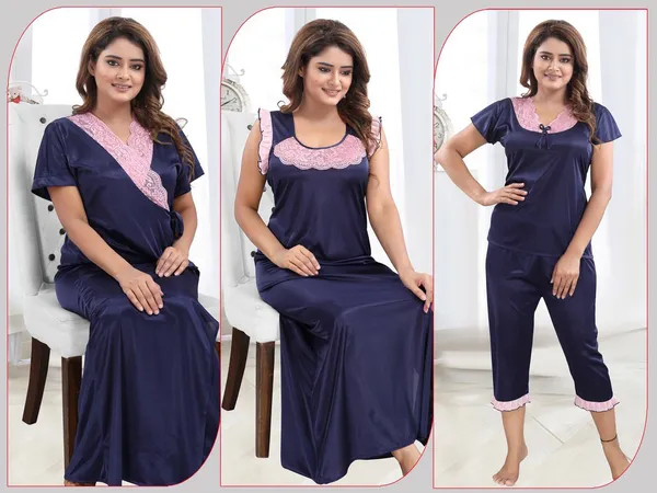 Dark_Blue_Satin_Solid_Regular_Fit_Nighty_Set_For_Women_(4_pcs)