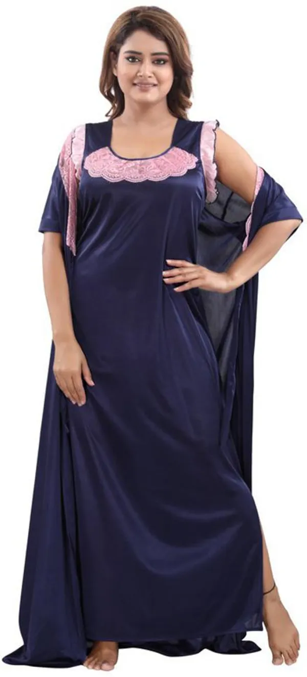 Dark_Blue_Satin_Solid_Regular_Fit_Nighty_Set_For_Women_(4_pcs)