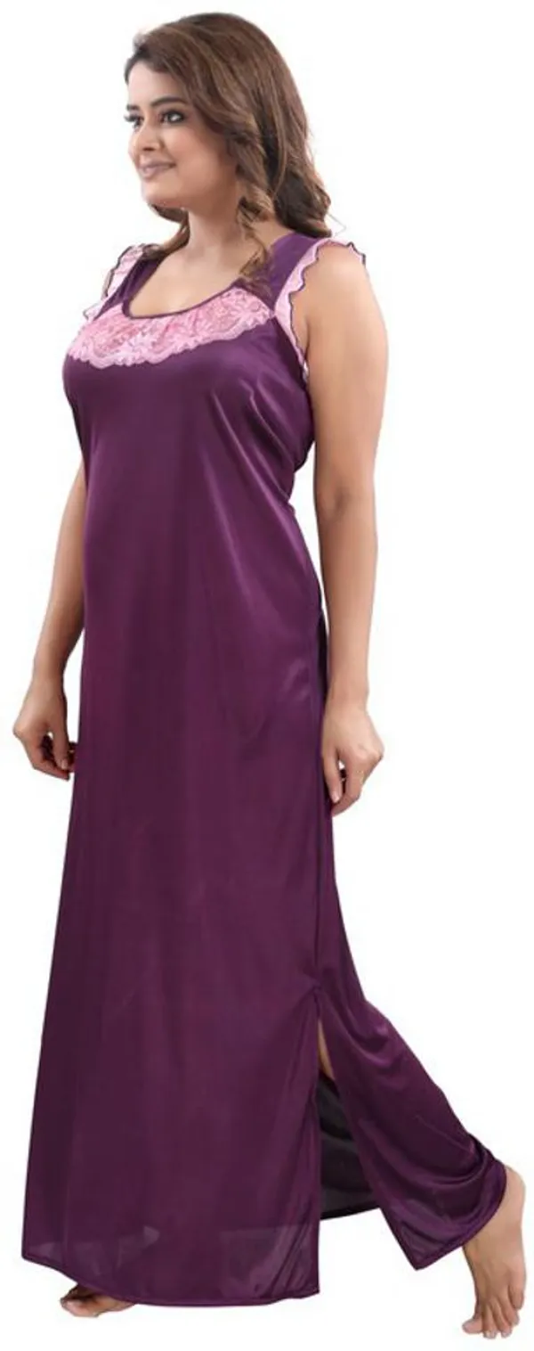 Purple_Satin_Solid_Regular_Fit_Nighty_Set_For_Women_(4_pcs)