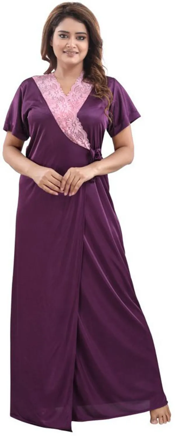 Purple_Satin_Solid_Regular_Fit_Nighty_Set_For_Women_(4_pcs)