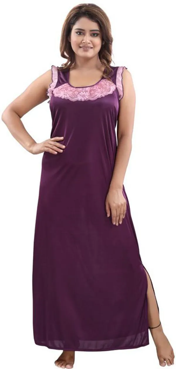 Purple_Satin_Solid_Regular_Fit_Nighty_Set_For_Women_(4_pcs)