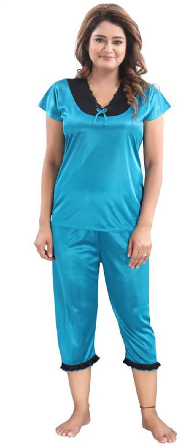 Light_Blue_Satin_Solid_Regular_Fit_Nighty_Set_For_Women_(4_pcs)