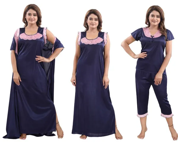 Dark_Blue_Two_Way_Lycra_Regular_Fit_Solid_Night_Wear_For_Women_(4_pcs)