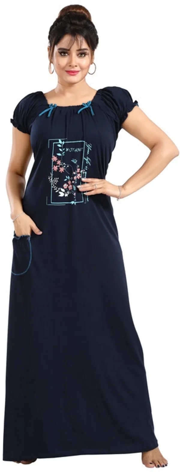 Dark_Blue_Cotton_Printed_Regular_Fit_Nighty_For_Women