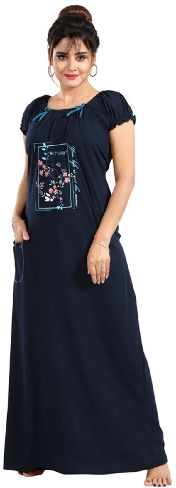 Dark_Blue_Cotton_Printed_Regular_Fit_Nighty_For_Women