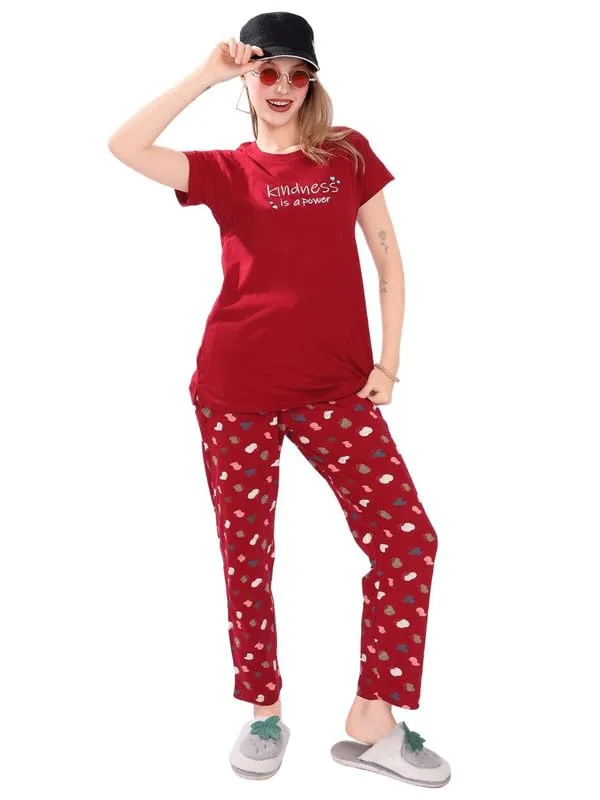 Maroon_Two_Way_Lycra_Regular_Fit_Solid_Night_Wear_For_Women