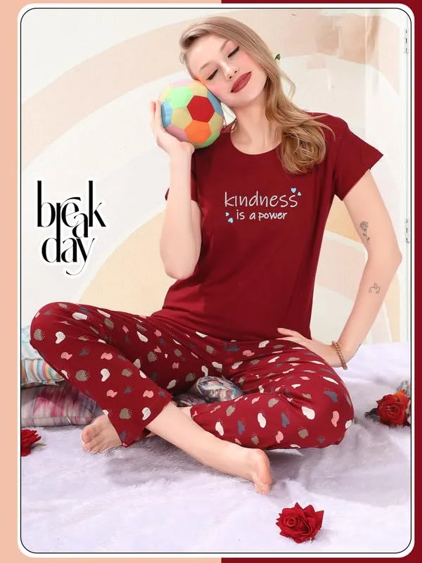 Maroon_Two_Way_Lycra_Regular_Fit_Solid_Night_Wear_For_Women