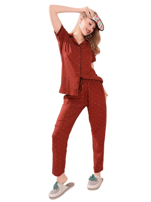 Brown_Two_Way_Lycra_Regular_Fit_Solid_Night_Wear_For_Women