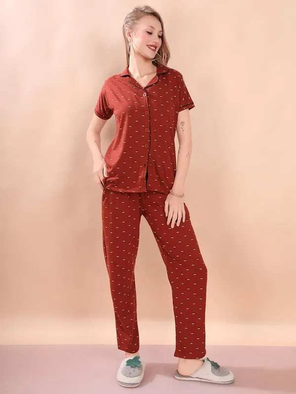 Brown_Two_Way_Lycra_Regular_Fit_Solid_Night_Wear_For_Women
