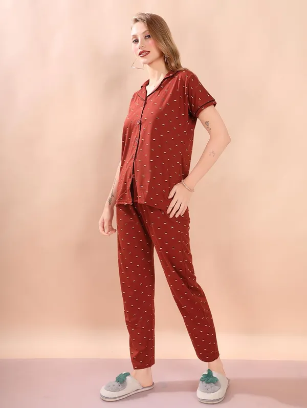 Brown_Two_Way_Lycra_Regular_Fit_Solid_Night_Wear_For_Women