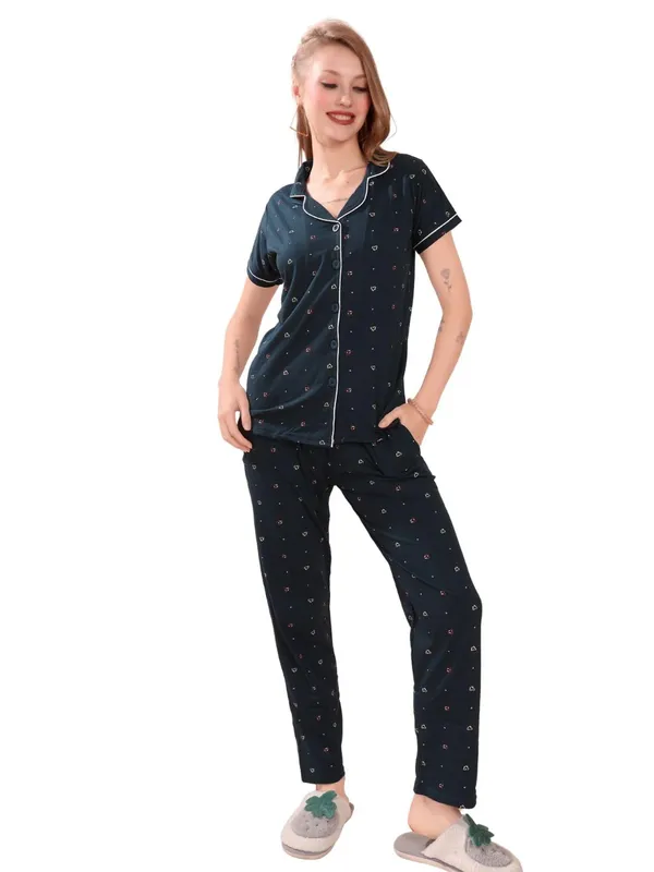 Dark_Green_Two_Way_Lycra_Regular_Fit_Solid_Night_Wear_For_Women