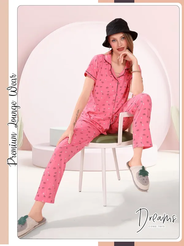 Pink_Two_Way_Lycra_Regular_Fit_Solid_Night_Wear_For_Women