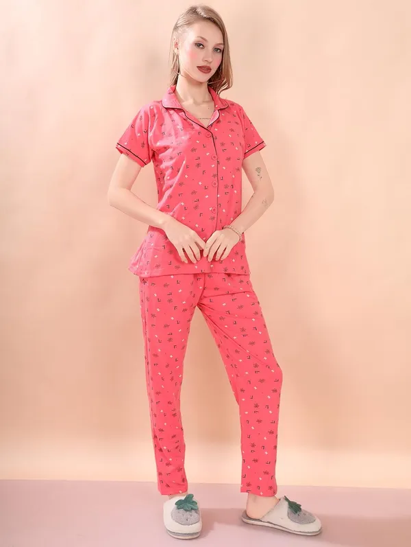 Pink_Two_Way_Lycra_Regular_Fit_Solid_Night_Wear_For_Women