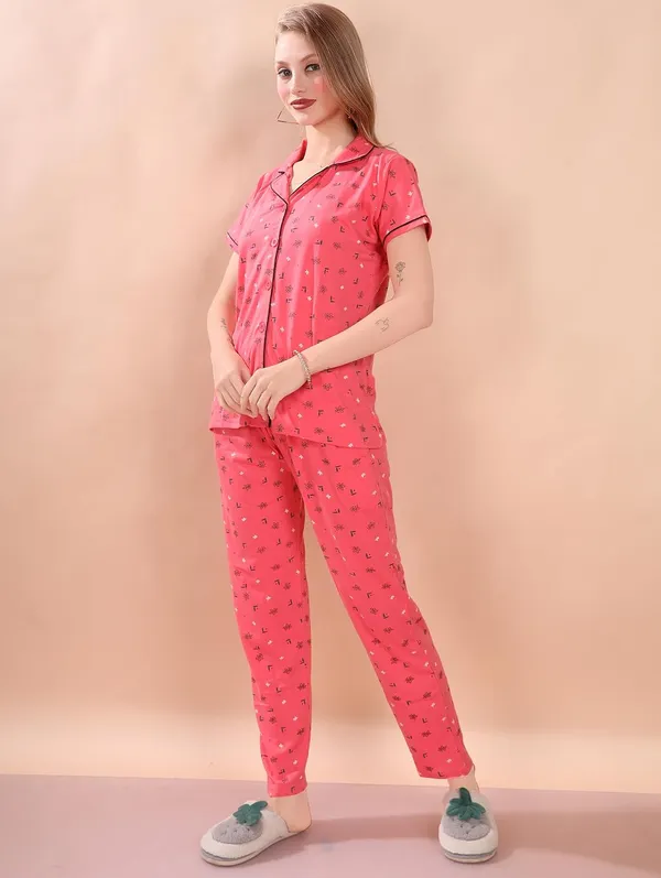 Pink_Two_Way_Lycra_Regular_Fit_Solid_Night_Wear_For_Women