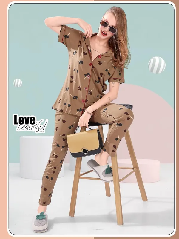 Brown_Two_Way_Lycra_Regular_Fit_Solid_Night_Wear_For_Women