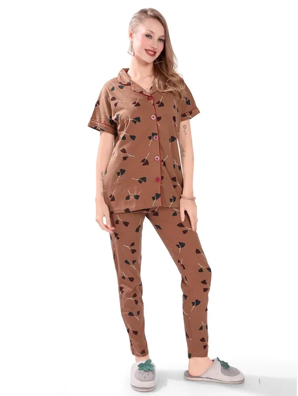 Brown_Two_Way_Lycra_Regular_Fit_Solid_Night_Wear_For_Women