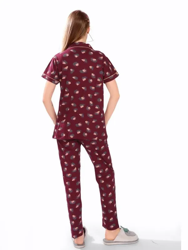 Maroon_Two_Way_Lycra_Regular_Fit_Solid_Night_Wear_For_Women