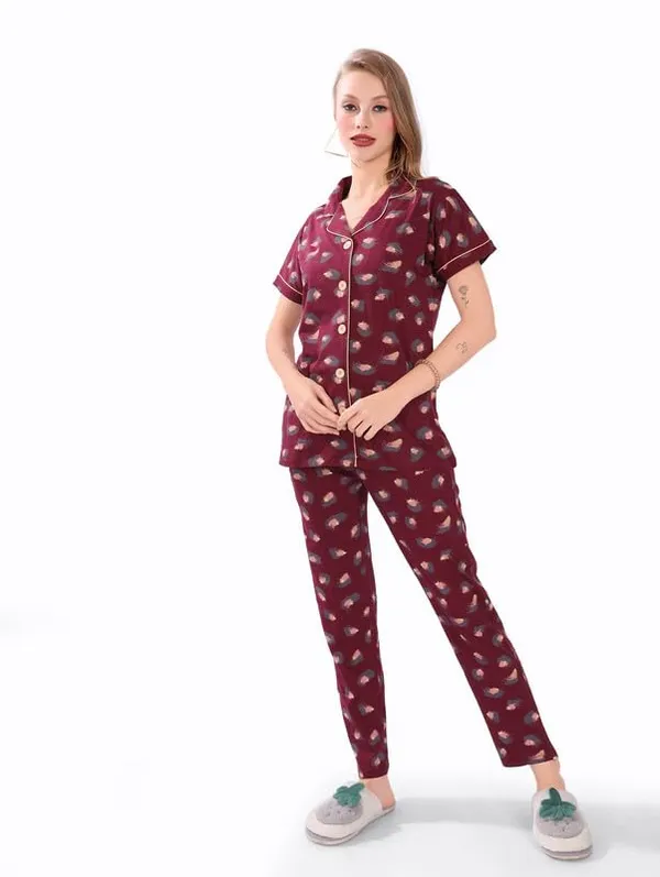 Maroon_Two_Way_Lycra_Regular_Fit_Solid_Night_Wear_For_Women
