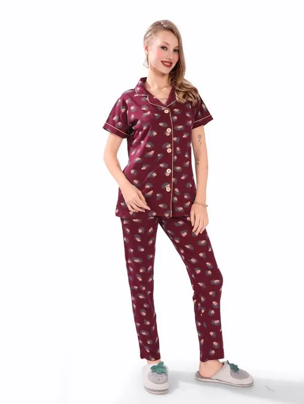 Maroon_Two_Way_Lycra_Regular_Fit_Solid_Night_Wear_For_Women